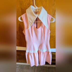Vintage Pink Mini Dress with White Collar